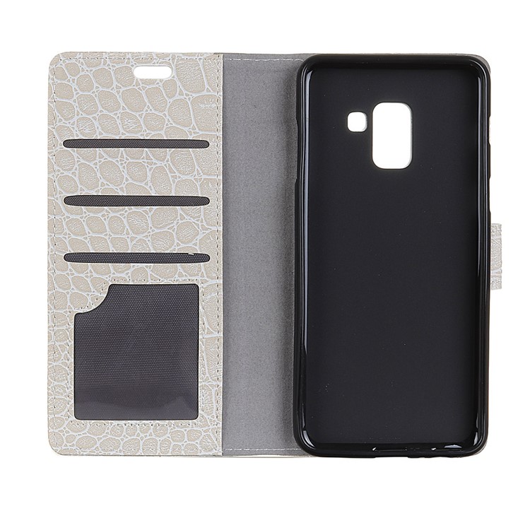 Vintage Crocodile Texture Wallet Stand Leather Cover for Samsung Galaxy A6 (2018) - White-3