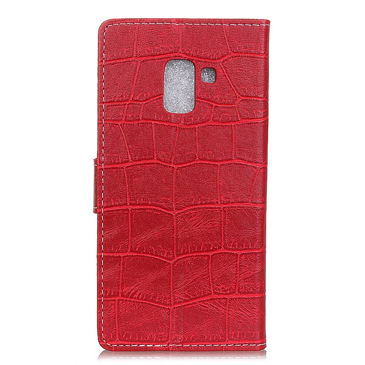 Vintage Crocodile Texture Wallet Stand Leather Phone Casing for Samsung Galaxy A6 (2018) - Red-2