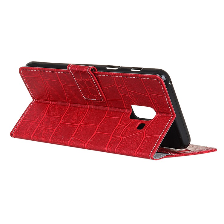 Vintage Crocodile Texture Wallet Stand Leather Phone Casing for Samsung Galaxy A6 (2018) - Red-4