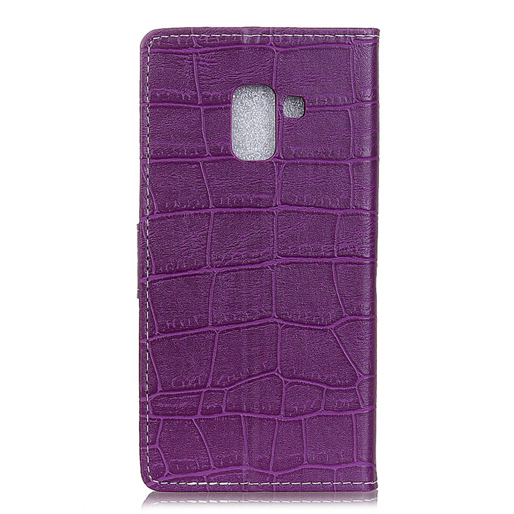 Vintage Crocodile Texture Wallet Stand Leather Protective Case for Samsung Galaxy A6 (2018) - Purple-2