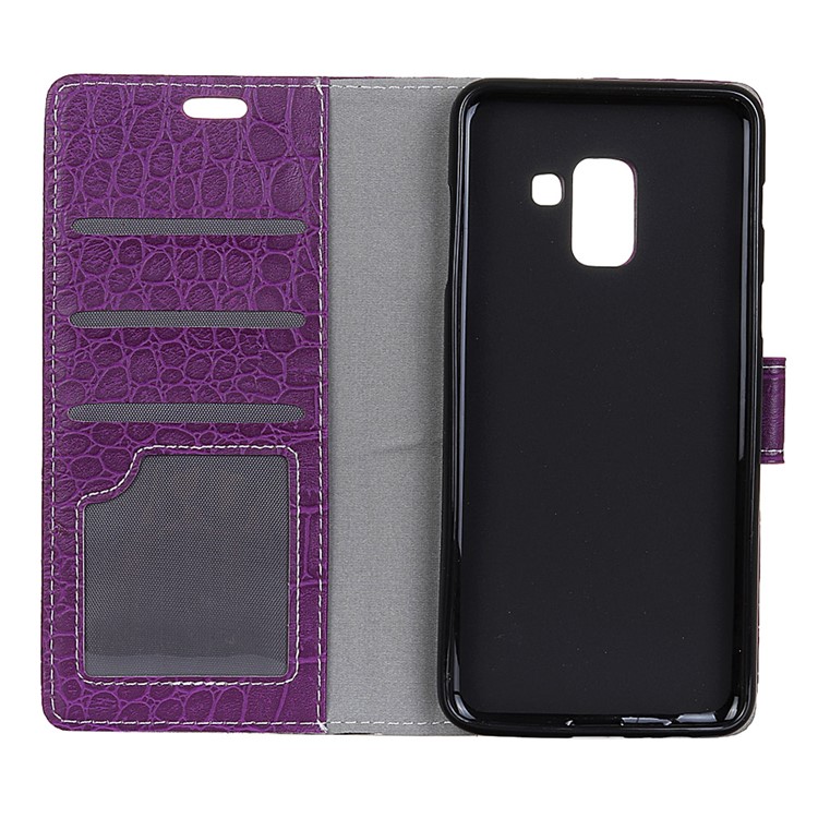 Vintage Crocodile Texture Wallet Stand Leather Protective Case for Samsung Galaxy A6 (2018) - Purple-3