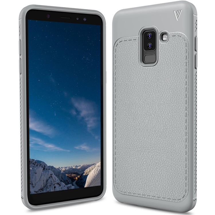 IVSO Gentry Series Litchi Texture Leather Coated TPU Cover for Samsung Galaxy A6 Plus (2018) - Grey-1