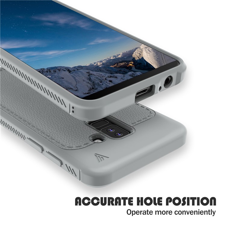 IVSO Gentry Series Litchi Texture Leather Coated TPU Cover for Samsung Galaxy A6 Plus (2018) - Grey-4