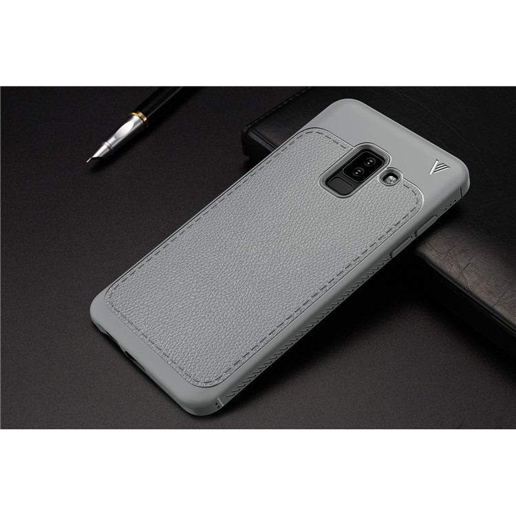 IVSO Gentry Series Litchi Texture Leather Coated TPU Cover for Samsung Galaxy A6 Plus (2018) - Grey-7