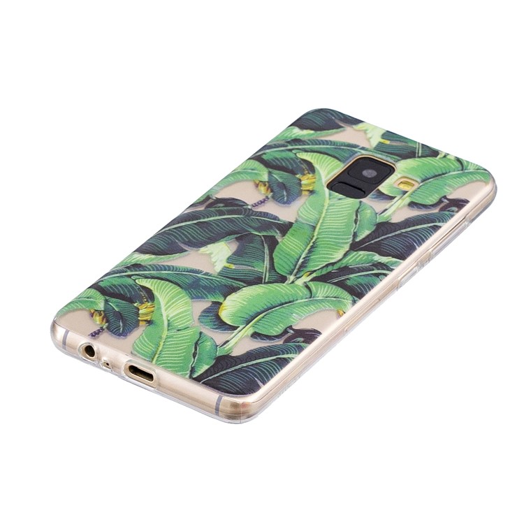 Pattern Printing TPU Back Case for Samsung Galaxy A8 (2018) - Green Leaves-2