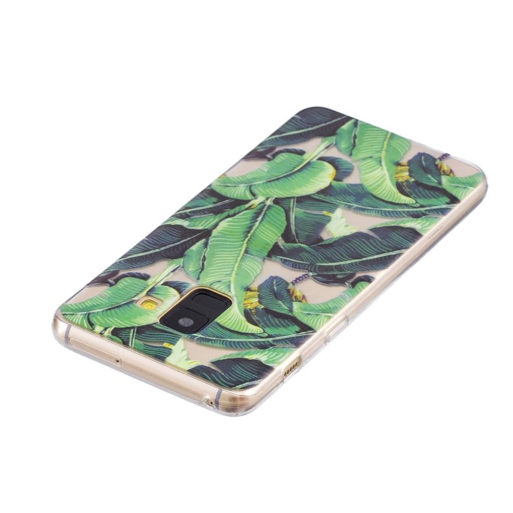 Pattern Printing TPU Back Case for Samsung Galaxy A8 (2018) - Green Leaves-3