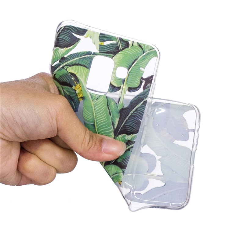 Pattern Printing TPU Back Case for Samsung Galaxy A8 (2018) - Green Leaves-4