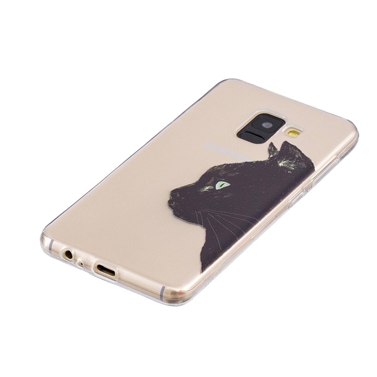 Musterdruck TPU Telefon Shell Fall Für Samsung Galaxy A8 (2018) - Schwarze Katze-2