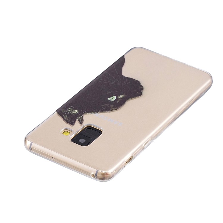 Musterdruck TPU Telefon Shell Fall Für Samsung Galaxy A8 (2018) - Schwarze Katze-3