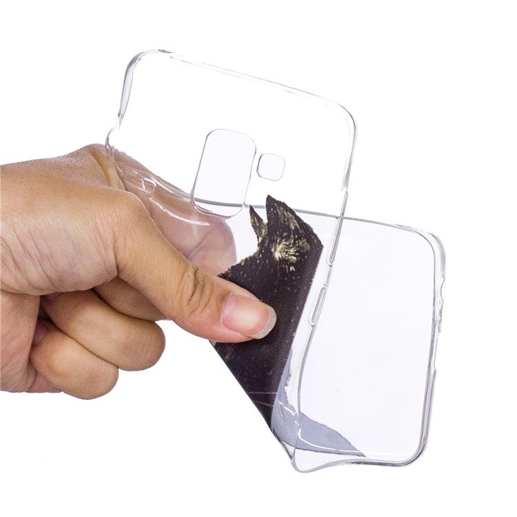 Musterdruck TPU Telefon Shell Fall Für Samsung Galaxy A8 (2018) - Schwarze Katze-4