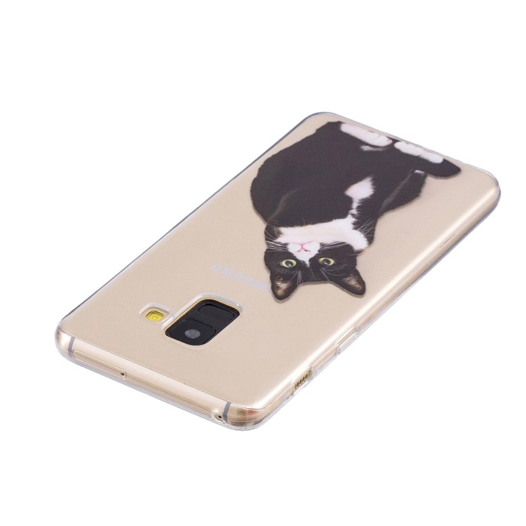 Pattern Printing TPU Case Cover Shell for Samsung Galaxy A8 (2018) - Black and White Cat-3
