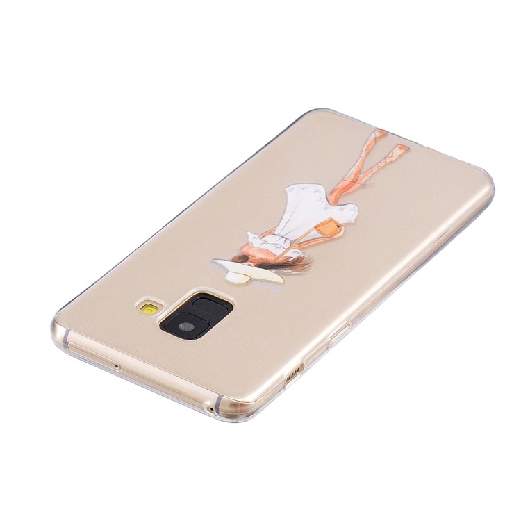 Pattern Printing TPU Phone Cover Shell Case for Samsung Galaxy A8 (2018) - Girl in White Dress-3