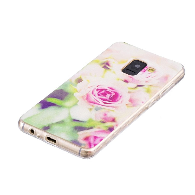 Pattern Printing Flexible TPU Case for Samsung Galaxy A8 (2018) - Flower Pattern-2