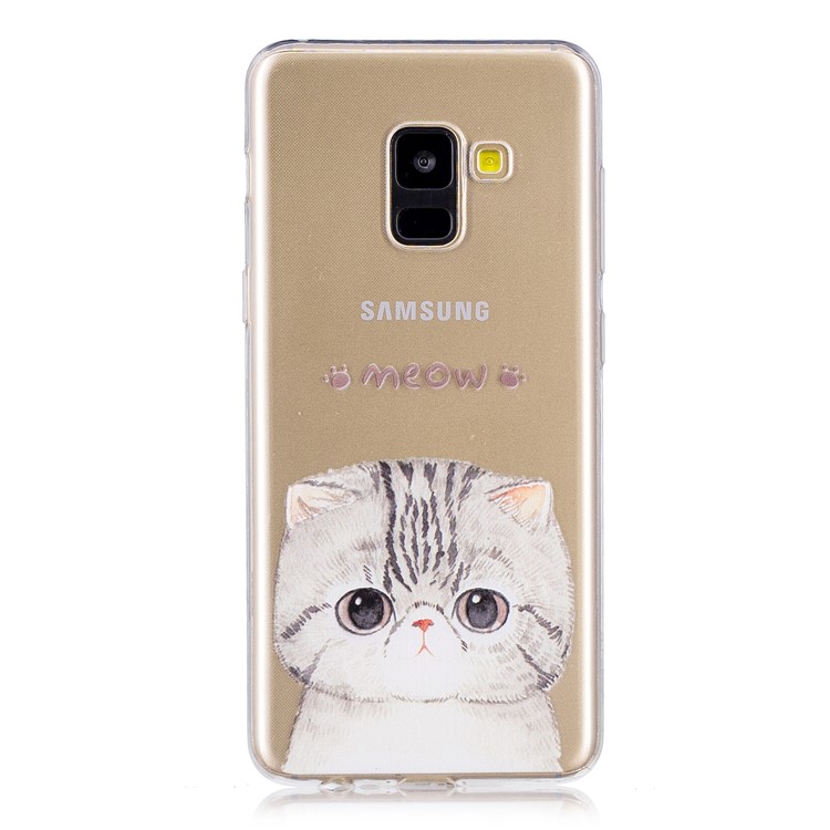 Pattern Printing TPU Soft Shell Case for Samsung Galaxy A8 (2018) - Cute Cat-1
