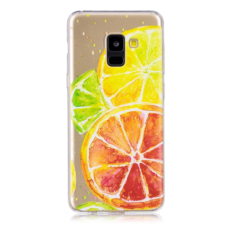 Pattern Printing TPU Case Soft Shell for Samsung Galaxy A8 (2018) - Lemon-1