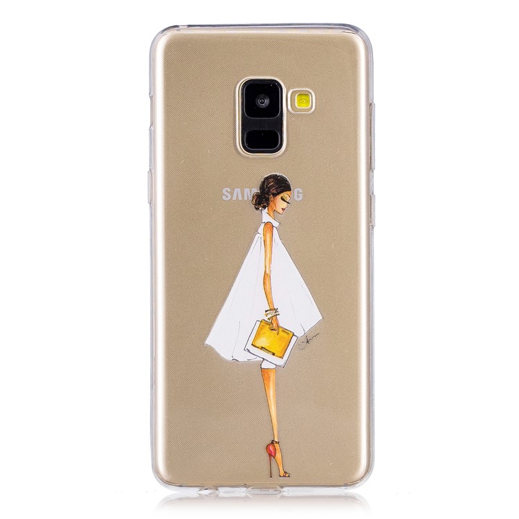 Pattern Printing TPU Case Soft Cover for Samsung Galaxy A8 (2018) - Girl Wearing High-heeled Shoes-1