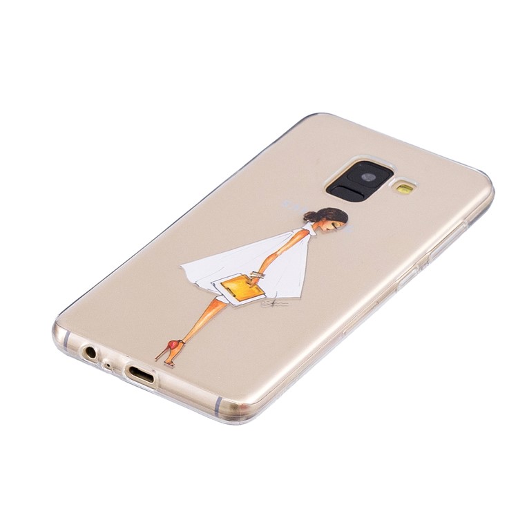 Pattern Printing TPU Case Soft Cover for Samsung Galaxy A8 (2018) - Girl Wearing High-heeled Shoes-2