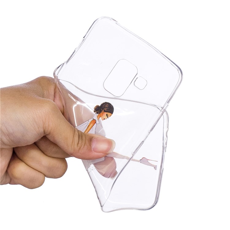 Pattern Printing TPU Case Soft Cover for Samsung Galaxy A8 (2018) - Girl Wearing High-heeled Shoes-4