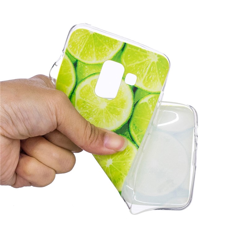 Impressão Padrão De Capa De Telefone Macio TPU Para Samsung Galaxy A8 (2018) - Limão-4