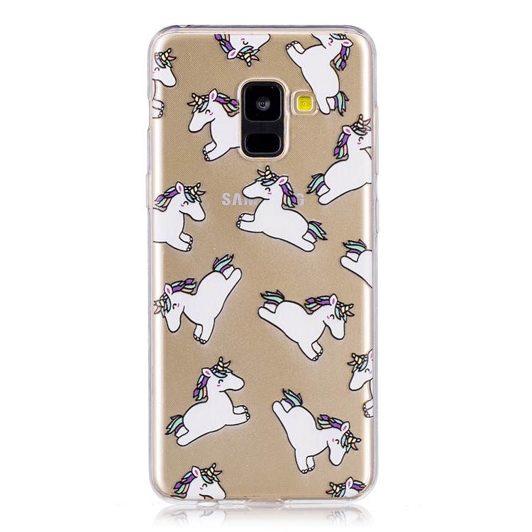 Pattern Printing Soft TPU Mobile Shell for Samsung Galaxy A8 (2018) - Jumping Unicorns-1