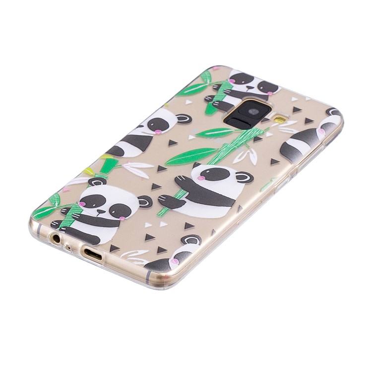 Pattern Printing Soft TPU Cover Accessory for Samsung Galaxy A8 (2018) - Panda on Bamboo-2