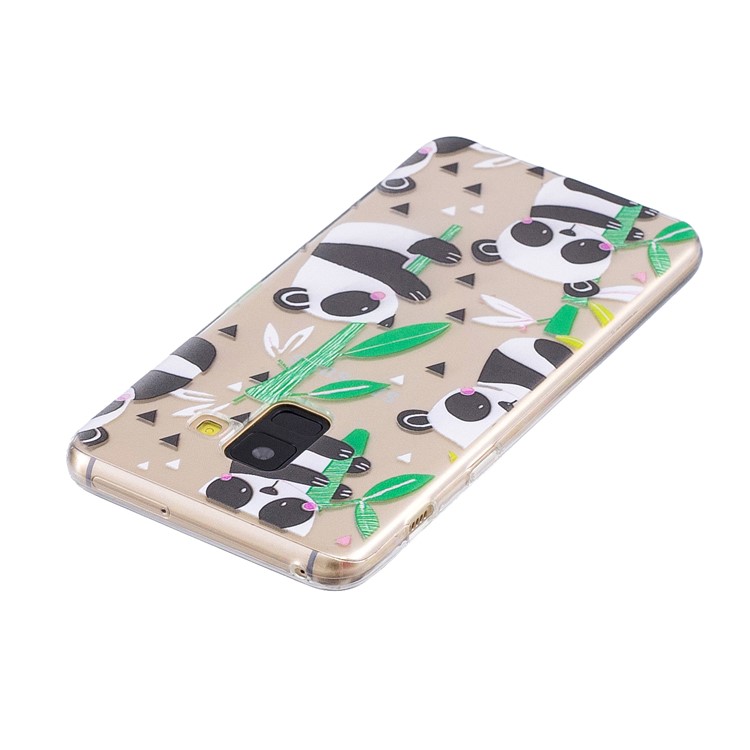 Pattern Printing Soft TPU Cover Accessory for Samsung Galaxy A8 (2018) - Panda on Bamboo-3