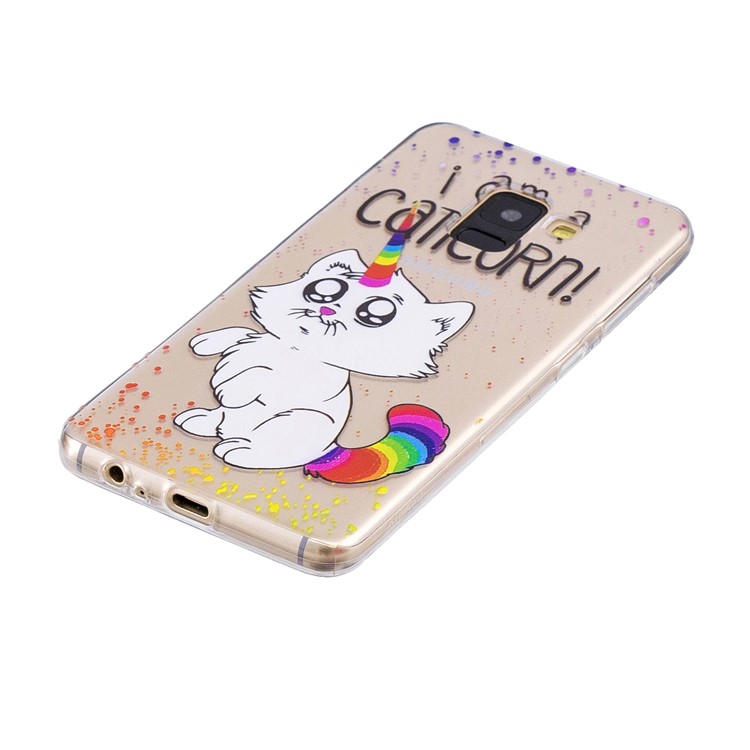Pattern Printing Soft TPU Case Shell for Samsung Galaxy A8 (2018) - Cat with Colorful Tail-2