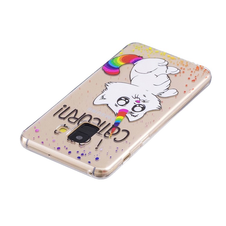 Pattern Printing Soft TPU Case Shell for Samsung Galaxy A8 (2018) - Cat with Colorful Tail-3