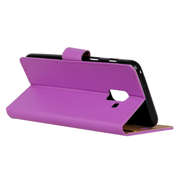 Wallet Leather Phone Shell Case for Samsung Galaxy A6+ (2018) - Purple-4