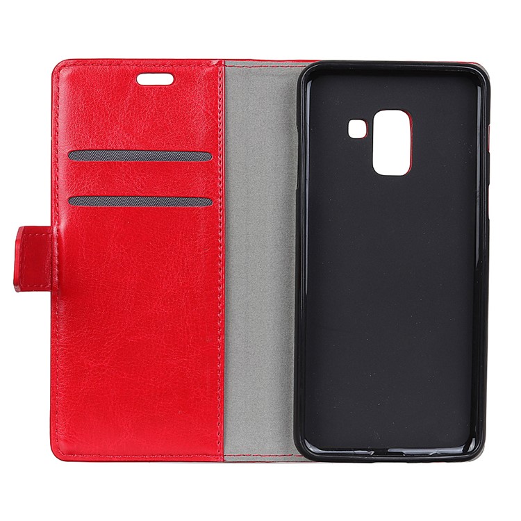 Crazy Horse Magnetic Leather Stand Case for Samsung Galaxy A6+ (2018) - Red-3