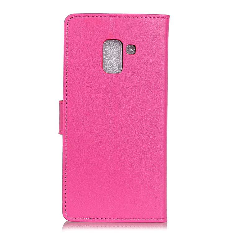 Litchi Texture Wallet Stand Leather Shell for Samsung Galaxy A6 Plus (2018) / A9 Star Lite - Rose-4