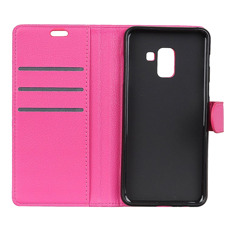 Litchi Texture Wallet Stand Leather Shell for Samsung Galaxy A6 Plus (2018) / A9 Star Lite - Rose-5