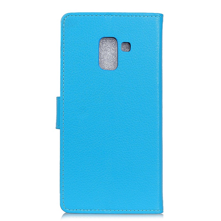 Litchi Texture Wallet Stand Leather Flip Case for Samsung Galaxy A6 Plus (2018) / A9 Star Lite - Blue-4