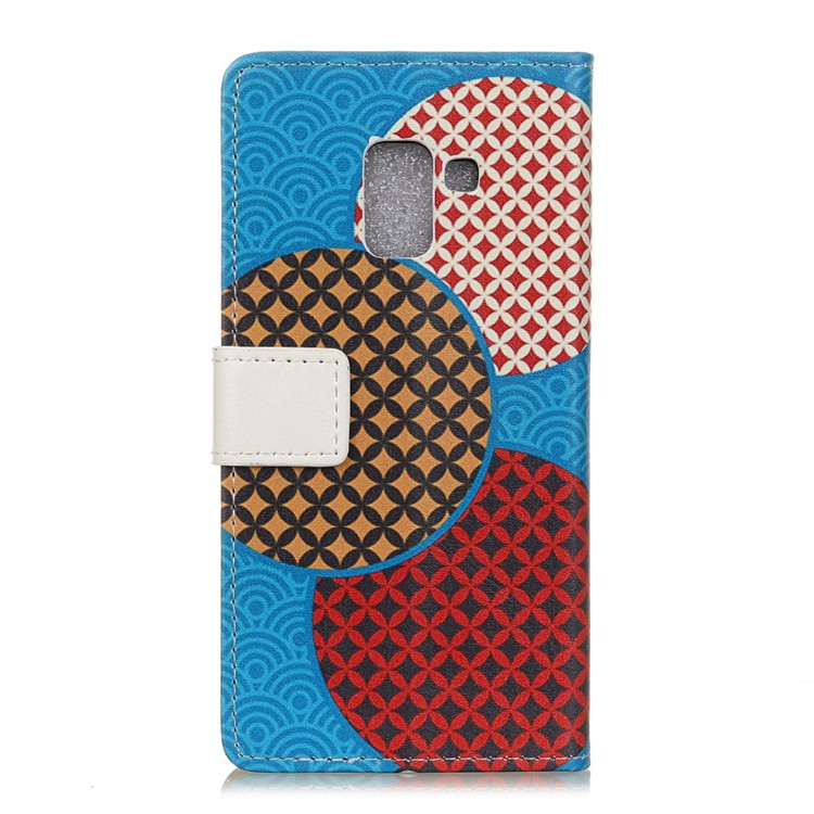 Pattern Printing Wallet Leather Stand Case for Samsung Galaxy A6+ (2018) - Seamless Circles Pattern-3
