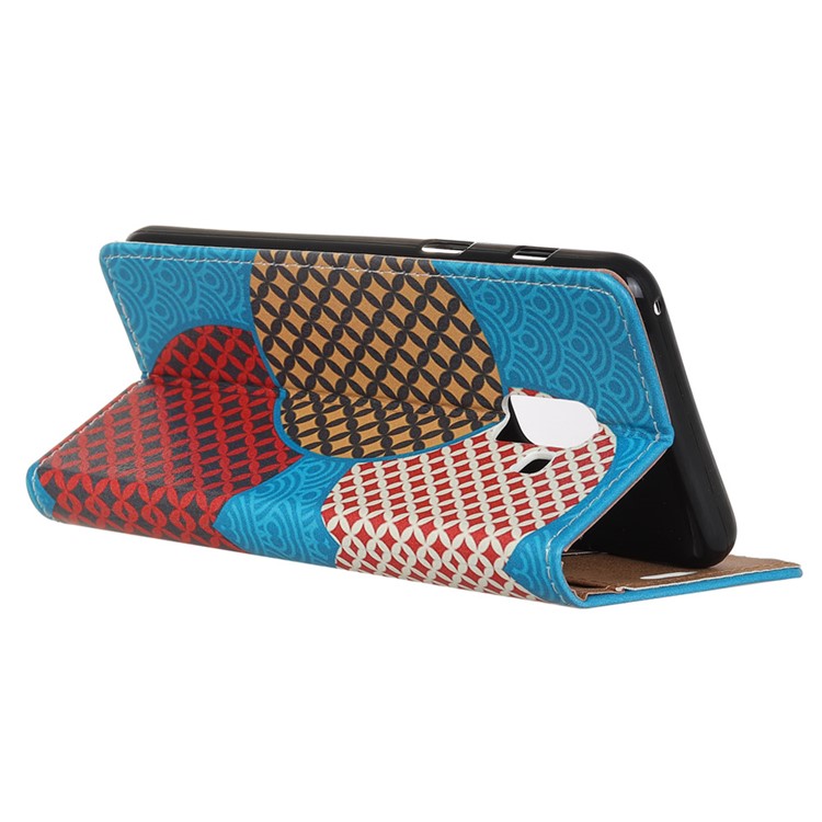Pattern Printing Wallet Leather Stand Case for Samsung Galaxy A6+ (2018) - Seamless Circles Pattern-4