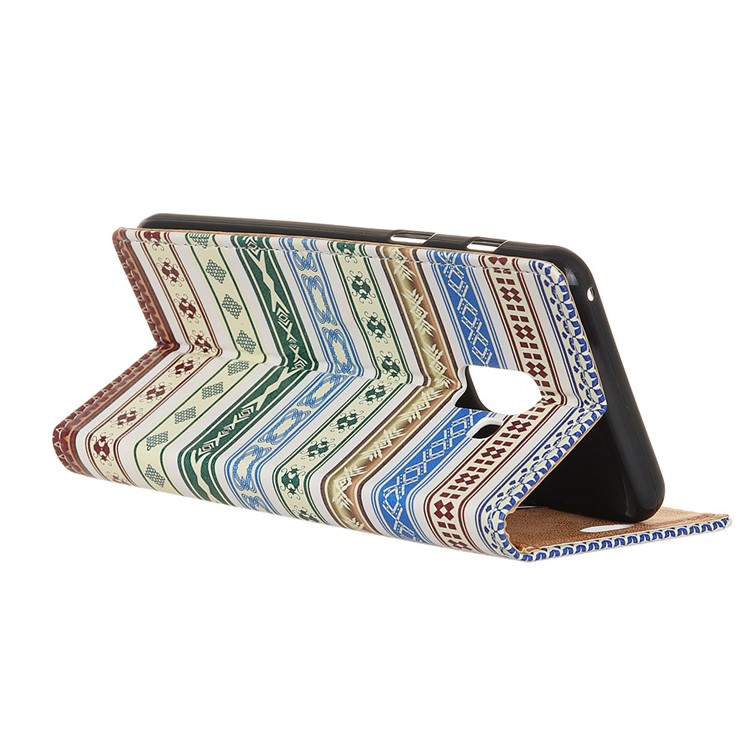 Pattern Printing Wallet Leather Case with Stand for Samsung Galaxy A6+ (2018) - Ethnic Style Pattern-3