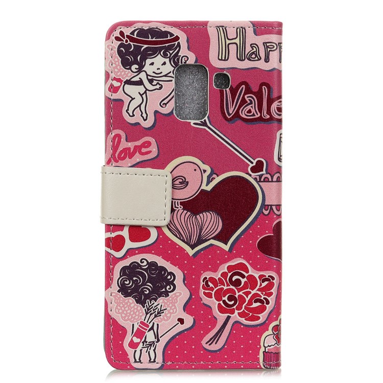 Pattern Printing Wallet Leather Shell Cover Case for Samsung Galaxy A6+ (2018) - Love Elements Pattern-2