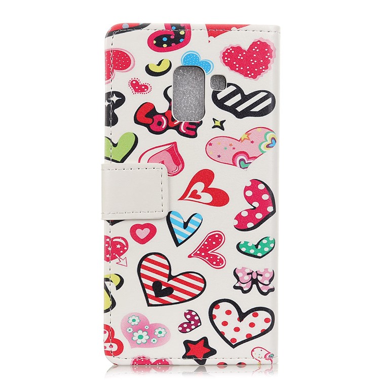 Pattern Printing PU Leather Stand Case for Samsung Galaxy A6+ (2018) - Colorful Hearts-2