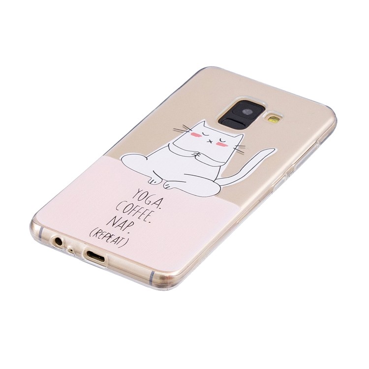 Patterned Soft TPU Phone Case for Samsung Galaxy A8 (2018) - Cat Doing Yoga-2