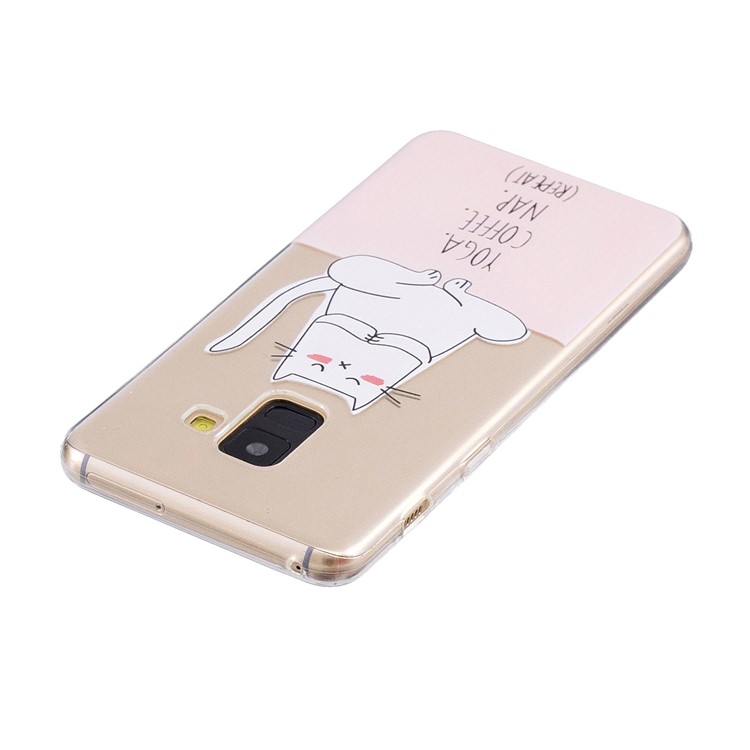 Patterned Soft TPU Phone Case for Samsung Galaxy A8 (2018) - Cat Doing Yoga-3