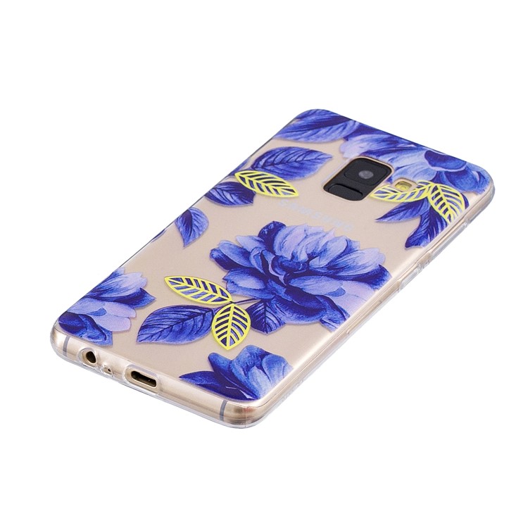 Patterned Soft TPU Mobile Shell for Samsung Galaxy A8 (2018) - Blue Flower-2