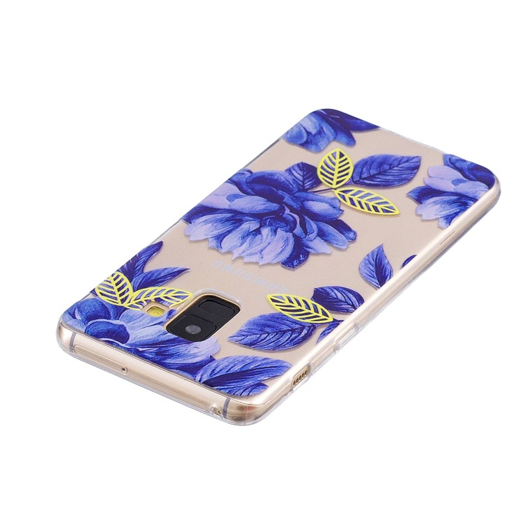 Patterned Soft TPU Mobile Shell for Samsung Galaxy A8 (2018) - Blue Flower-3