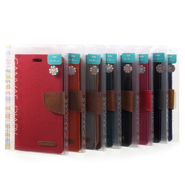 MERCURY GOOSPERY Canvas Diary Leather Wallet Cover for Samsung Galaxy J2 Pro 2018 - Black-10