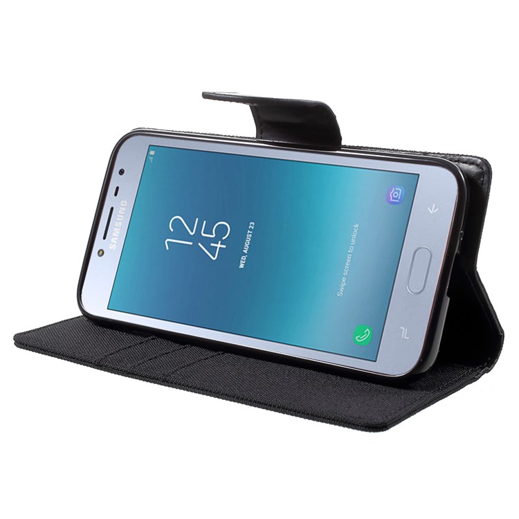 MERCURY GOOSPERY Canvas Diary Leather Wallet Cover for Samsung Galaxy J2 Pro 2018 - Black-4