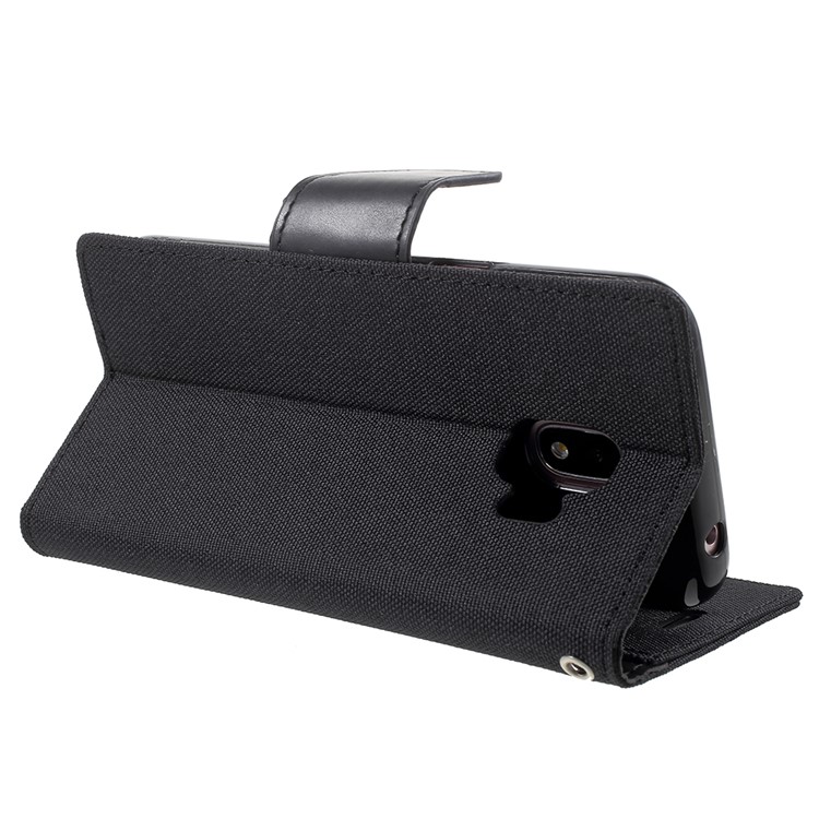 MERCURY GOOSPERY Canvas Diary Leather Wallet Cover for Samsung Galaxy J2 Pro 2018 - Black-5