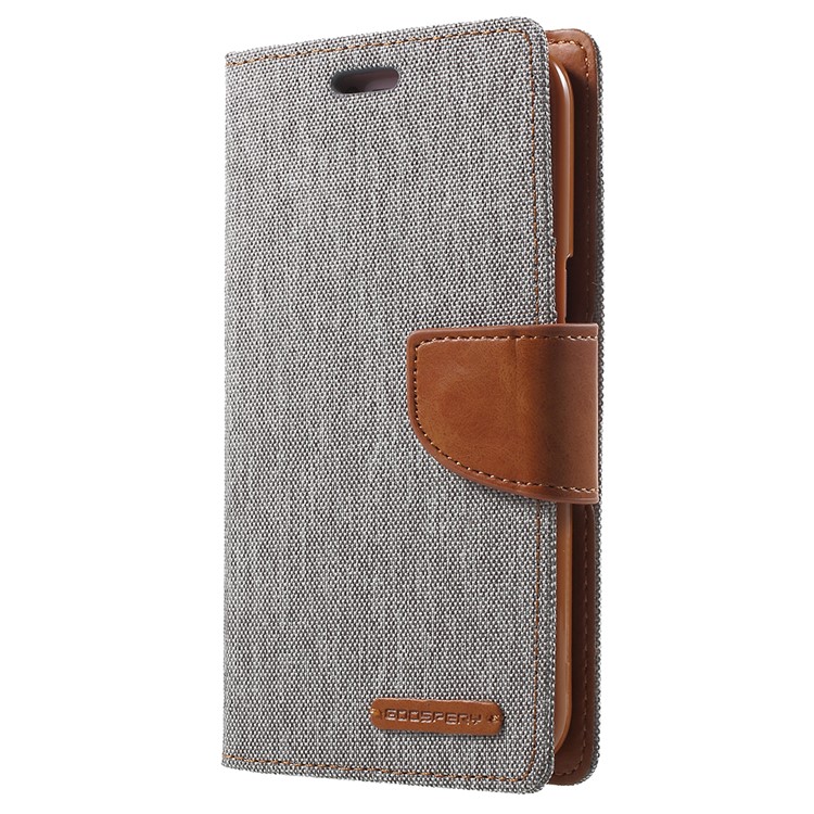 MERCURY GOOSPERY Canvas Diary Leather Wallet Case for Samsung Galaxy J2 Pro 2018 - Grey-2