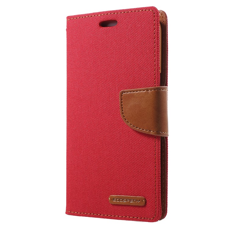 MERCURY GOOSPERY Canvas Diary Leather Wallet Case Cover for Samsung Galaxy J2 Pro 2018 - Red-2