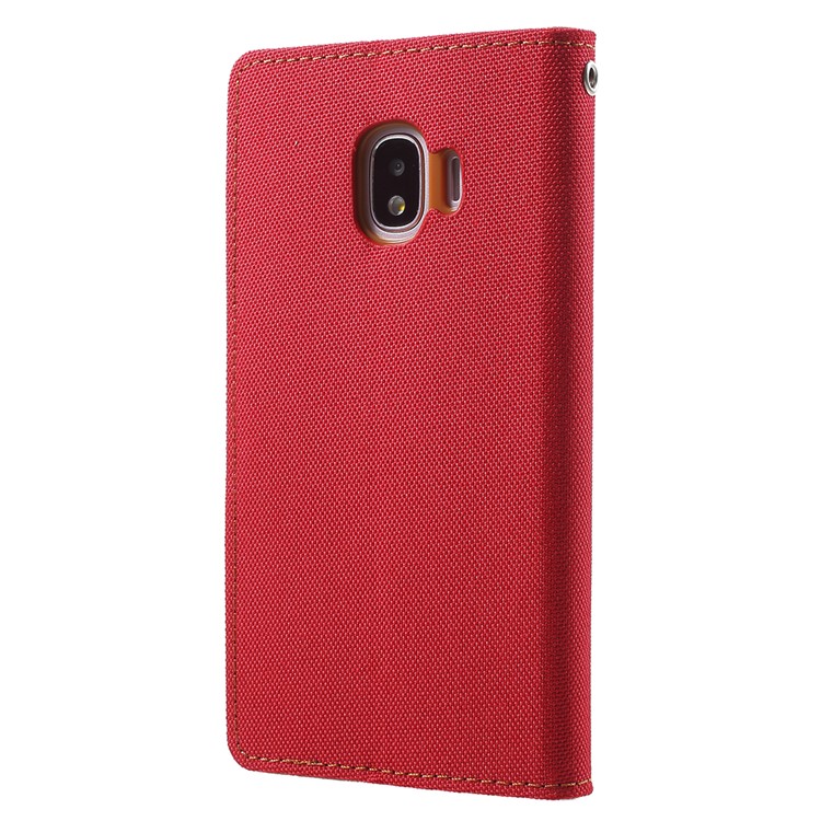 MERCURY GOOSPERY Canvas Diary Leather Wallet Case Cover for Samsung Galaxy J2 Pro 2018 - Red-3