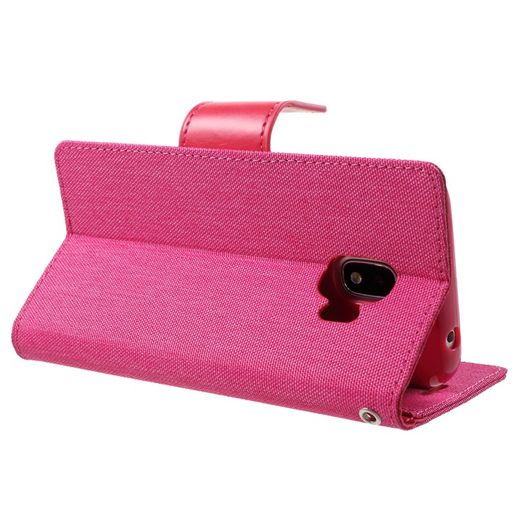 MERCURY GOOSPERY Canvas Diary Leather Wallet Casing for Samsung Galaxy J2 Pro 2018 - Rose-5