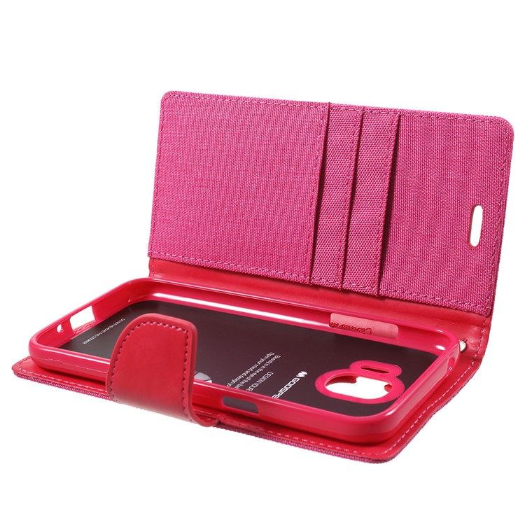 MERCURY GOOSPERY Canvas Diary Leather Wallet Casing for Samsung Galaxy J2 Pro 2018 - Rose-6